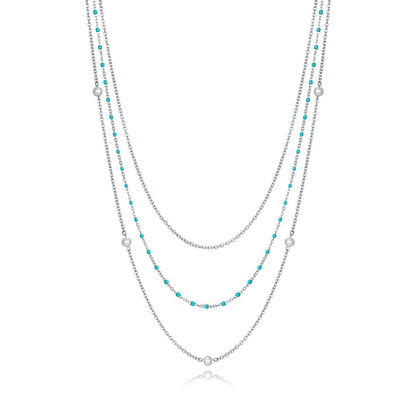 Elegante Viceroy dames ketting met verfijnde zilveren schakel en turquoise details.