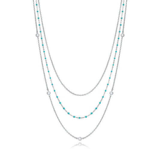 Elegante Viceroy dames ketting met verfijnde zilveren schakel en turquoise details.