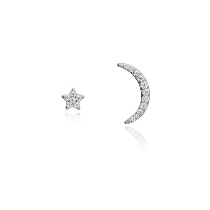 Viceroy oorbellen dames in zilver sterling 925 met ster en maan design.