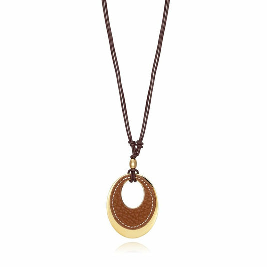 Viceroy damesketting met een elegante gouden hanger en bruin leren detail.