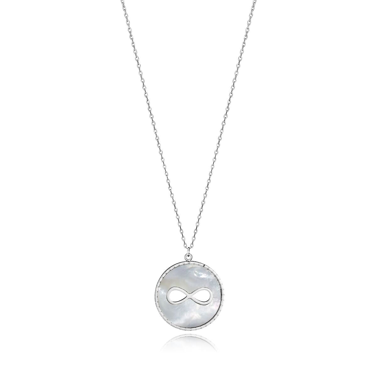 Viceroy damesketting 15062C01010 met een elegante infinity-hanger in zilver en parelmoer.