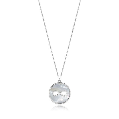 Viceroy damesketting 15062C01010 met een elegante infinity-hanger in zilver en parelmoer.