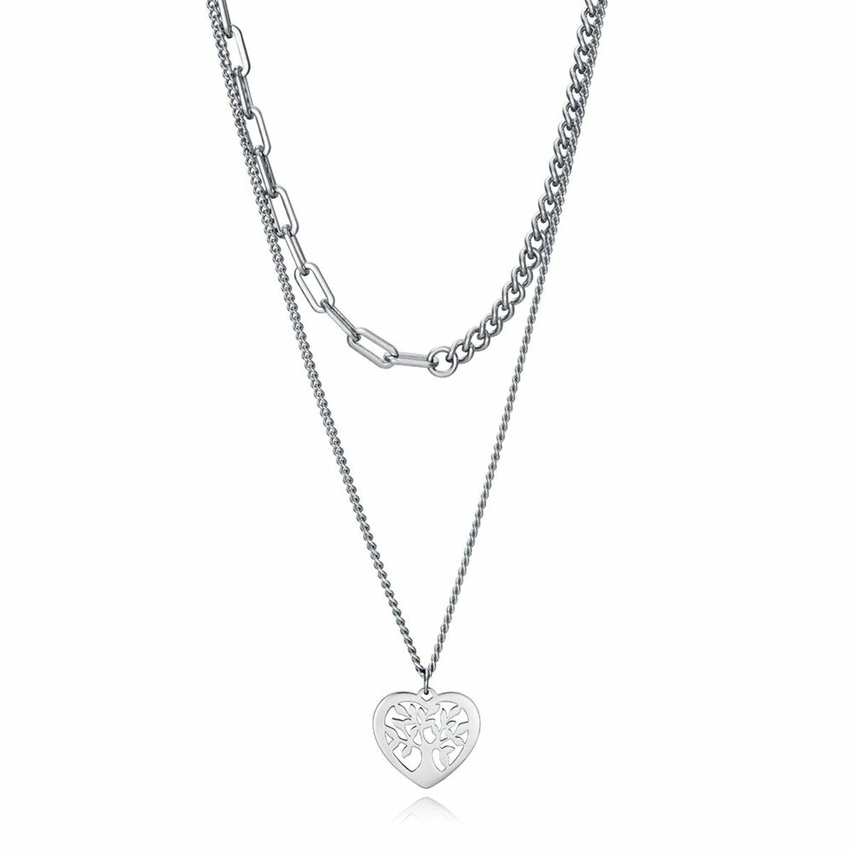 Stijlvolle Viceroy ketting met hartvormige hanger in zilver, modern design.