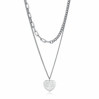 Stijlvolle Viceroy ketting met hartvormige hanger in zilver, modern design.