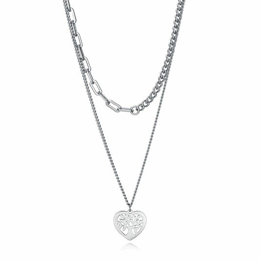 Stijlvolle Viceroy ketting met hartvormige hanger in zilver, modern design.