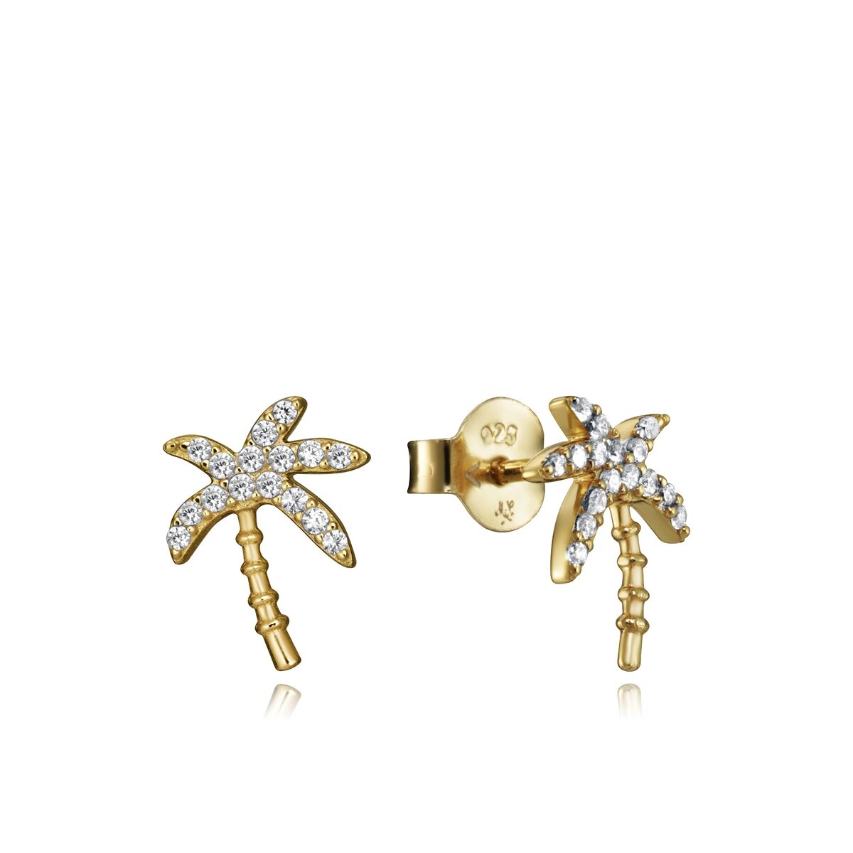 Viceroy oorbellen voor dames in sterling zilver met elegante palmboomvorm en sprankelende details.