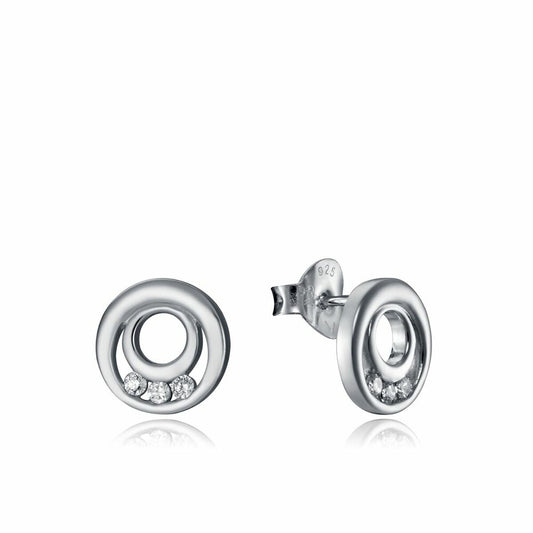 Viceroy oorbellen dames in sterling zilver met drie sprankelende steentjes, tijdloos design.