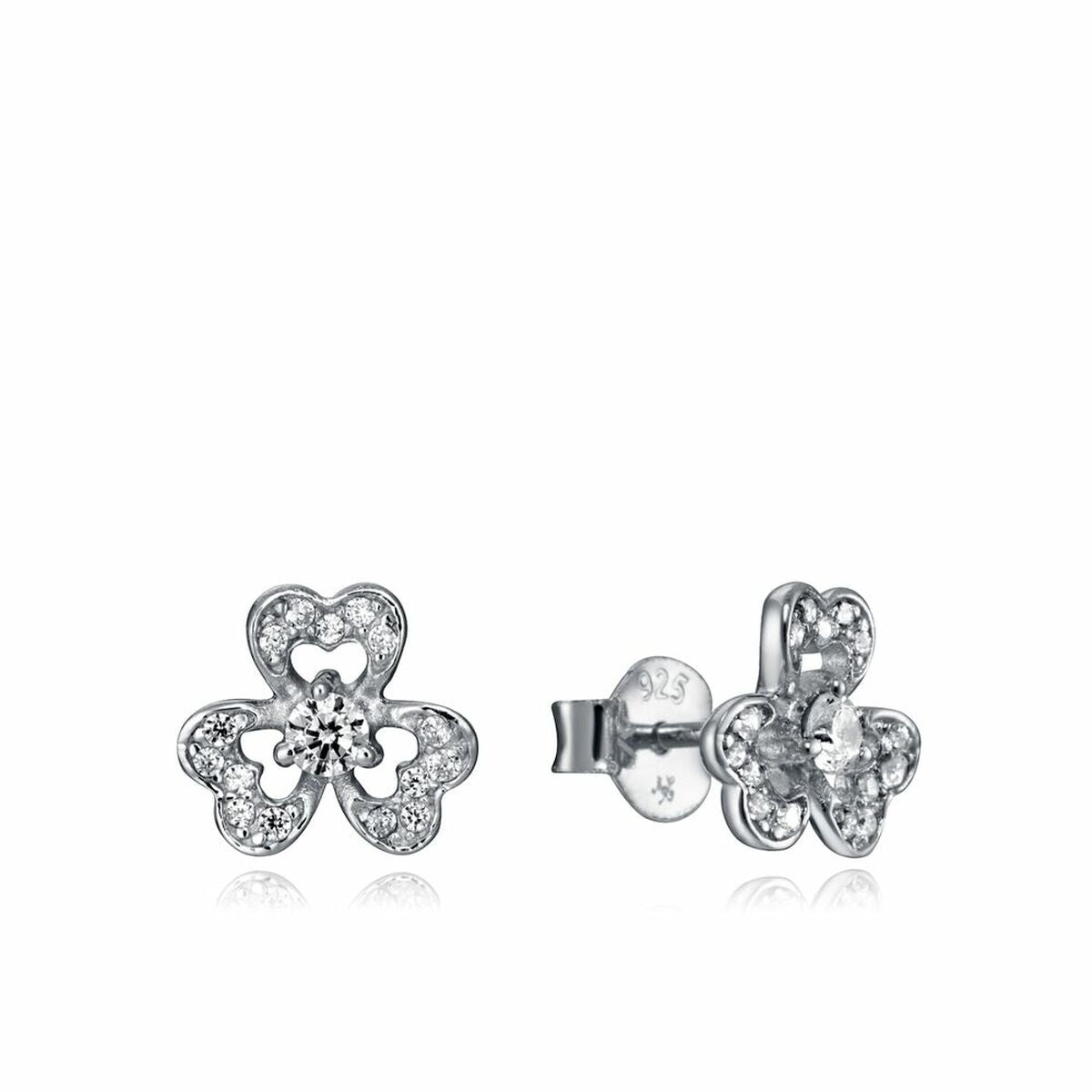 Viceroy oorbellen voor dames in sterling zilver met bloemvormig design en sprankelende details.