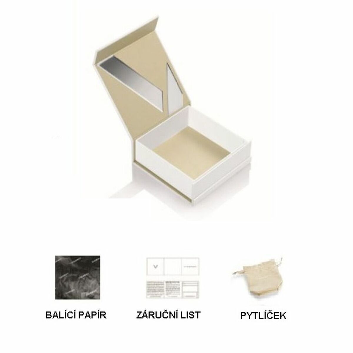 Open Viceroy sieraden doosje met beige binnenkant en accessoires voor veilige opslag.