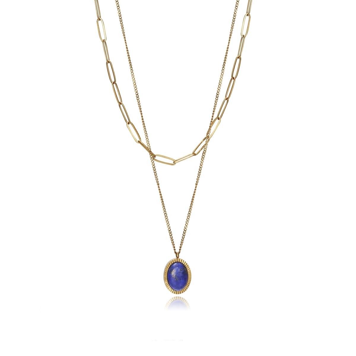 Viceroy dames ketting met elegante gouden schakels en een blauwe hanger.