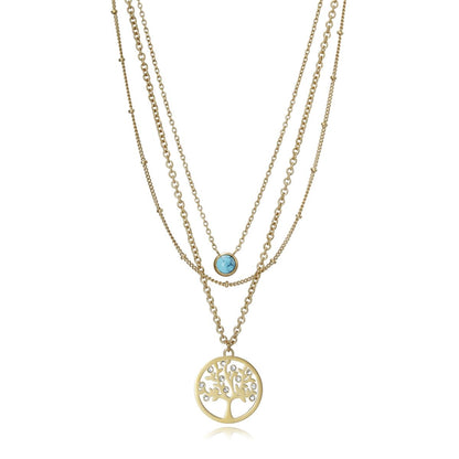 Gelaagde Viceroy ketting voor dames met een elegante boomhanger en turquoise accent.