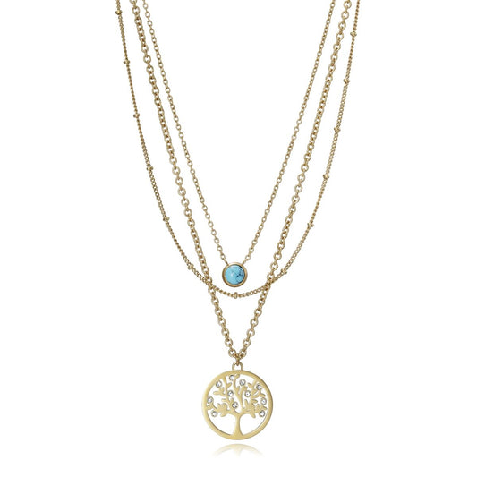 Gelaagde Viceroy ketting voor dames met een elegante boomhanger en turquoise accent.