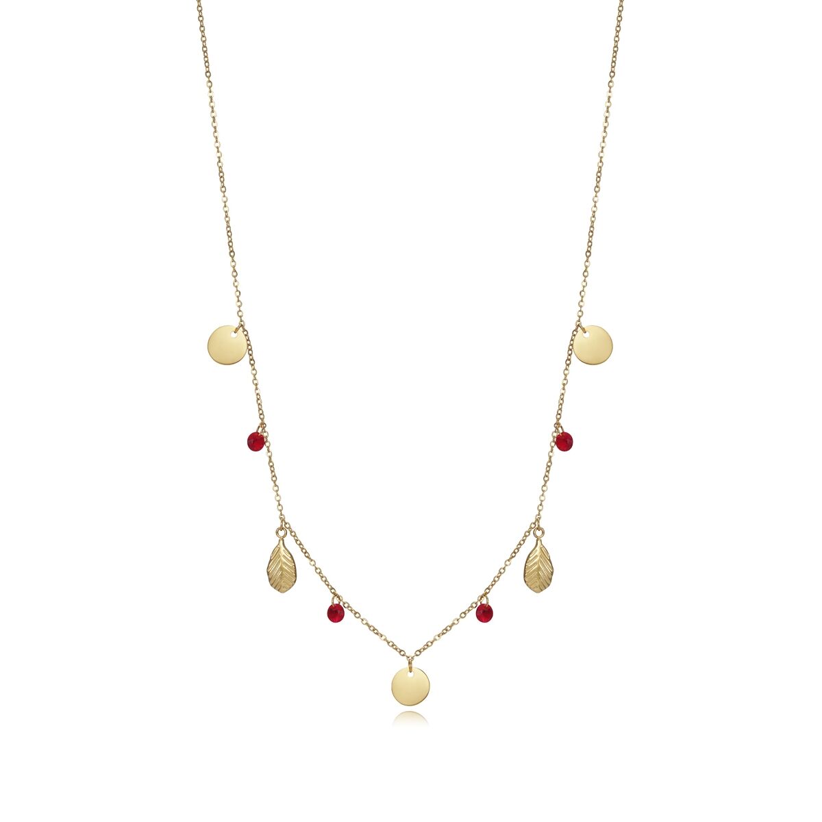 Viceroy damesketting met gouden schijven en rode kristallen, elegant ontwerp.