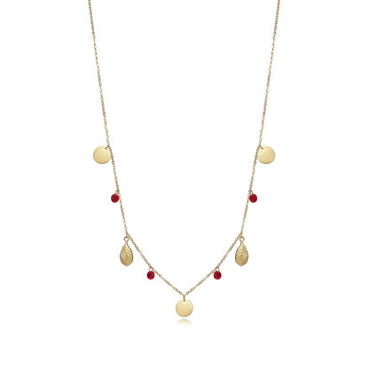 Viceroy damesketting met gouden schijven en rode kristallen, elegant ontwerp.