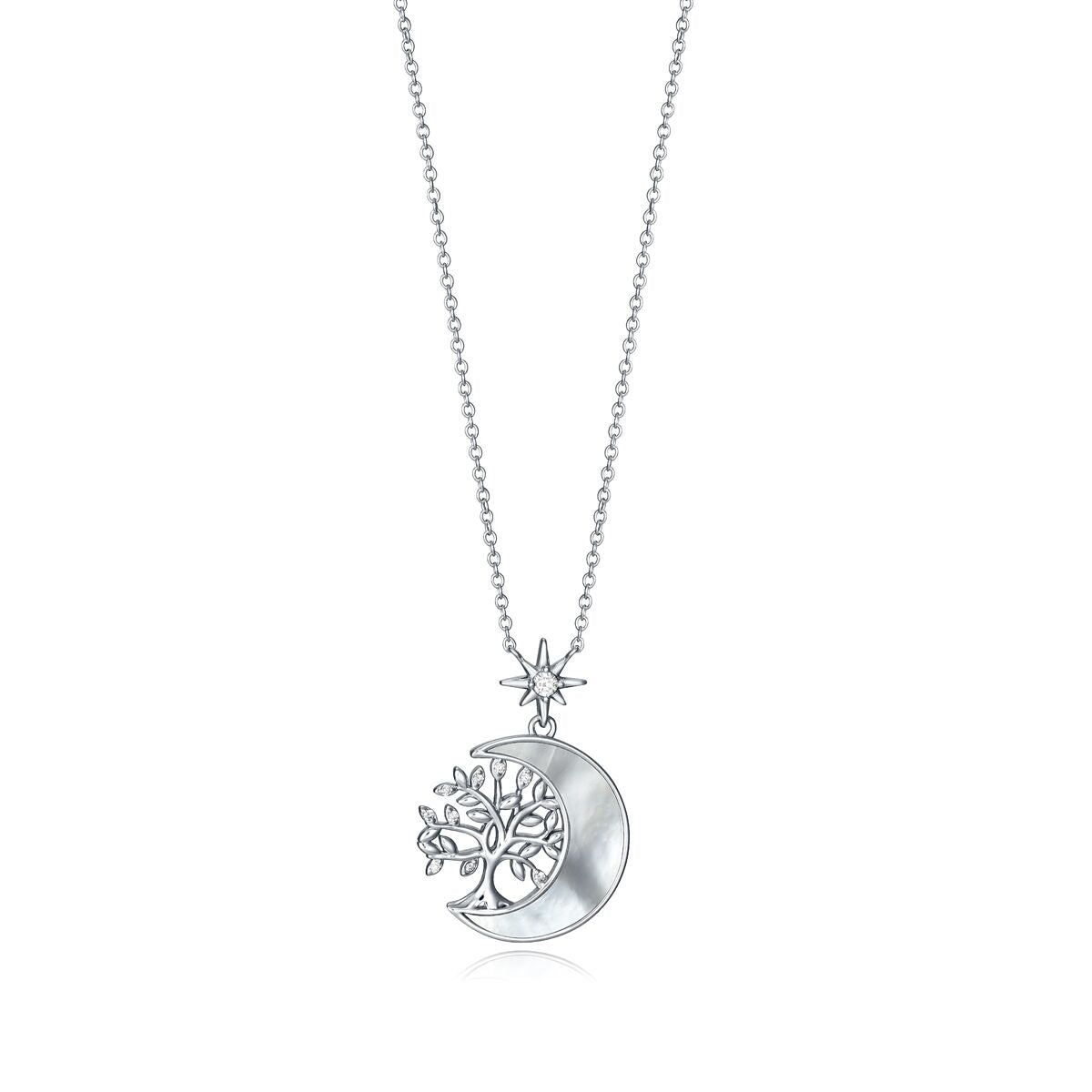 Viceroy ketting dames van sterling zilver met maan- en sterontwerp.