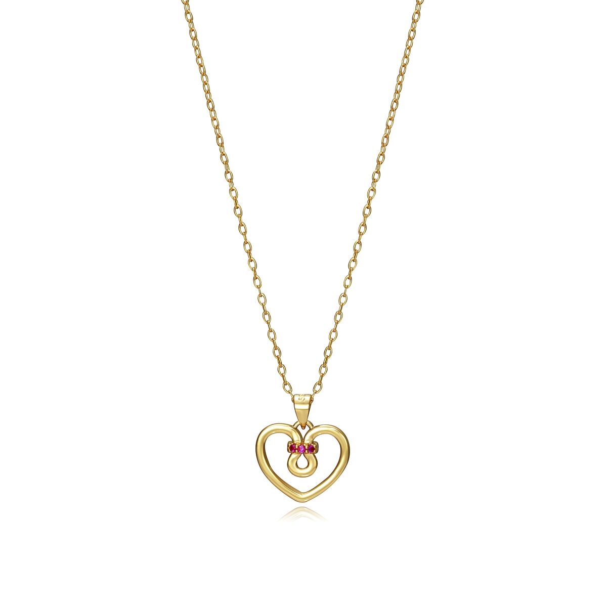 Gouden Viceroy ketting met hartvormige hanger en rode details.