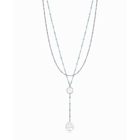 Trendy Viceroy ketting voor dames met metalen schakels en blauwe details.