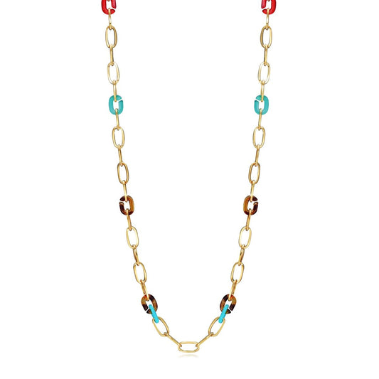 Viceroy ketting met stijlvolle gouden schakels en kleurrijke accenten voor vrouwen.