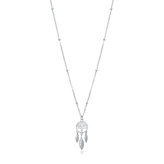 Sterling zilveren Viceroy dames ketting met dromenvanger en hangende bladeren.
