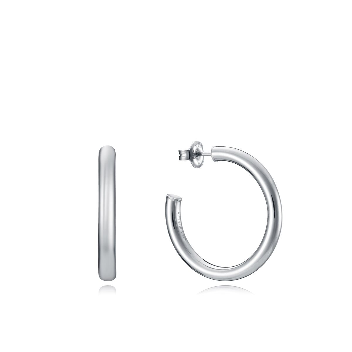 Elegante Viceroy oorbellen van sterling zilver 925, zijaanzicht en vooraanzicht.