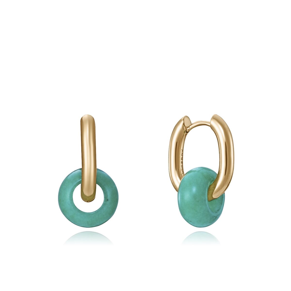 Viceroy oorbellen dames van sterling zilver met een elegante groene schijf.