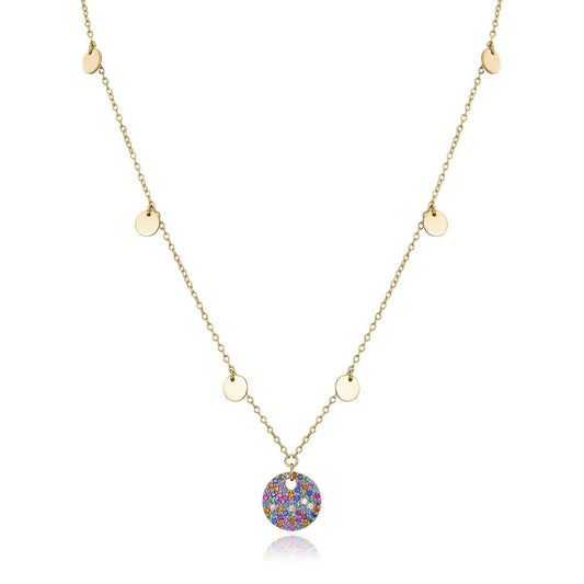 Viceroy damesketting van sterling zilver met kleurrijke hanger en schijfjes.