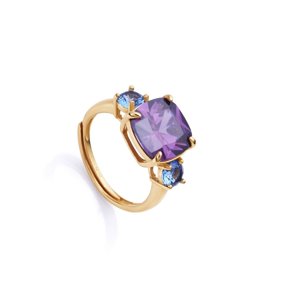 Viceroy ring voor dames in sterling zilver met paarse en blauwe edelstenen.
