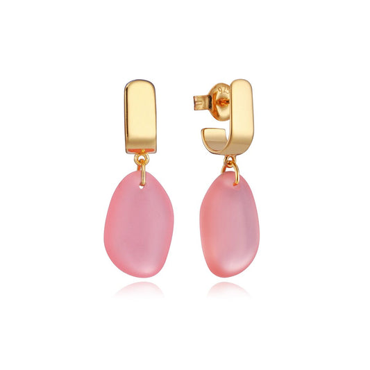 Viceroy oorbellen voor dames in trendy design met een roze, matte druppelvormige hanger.