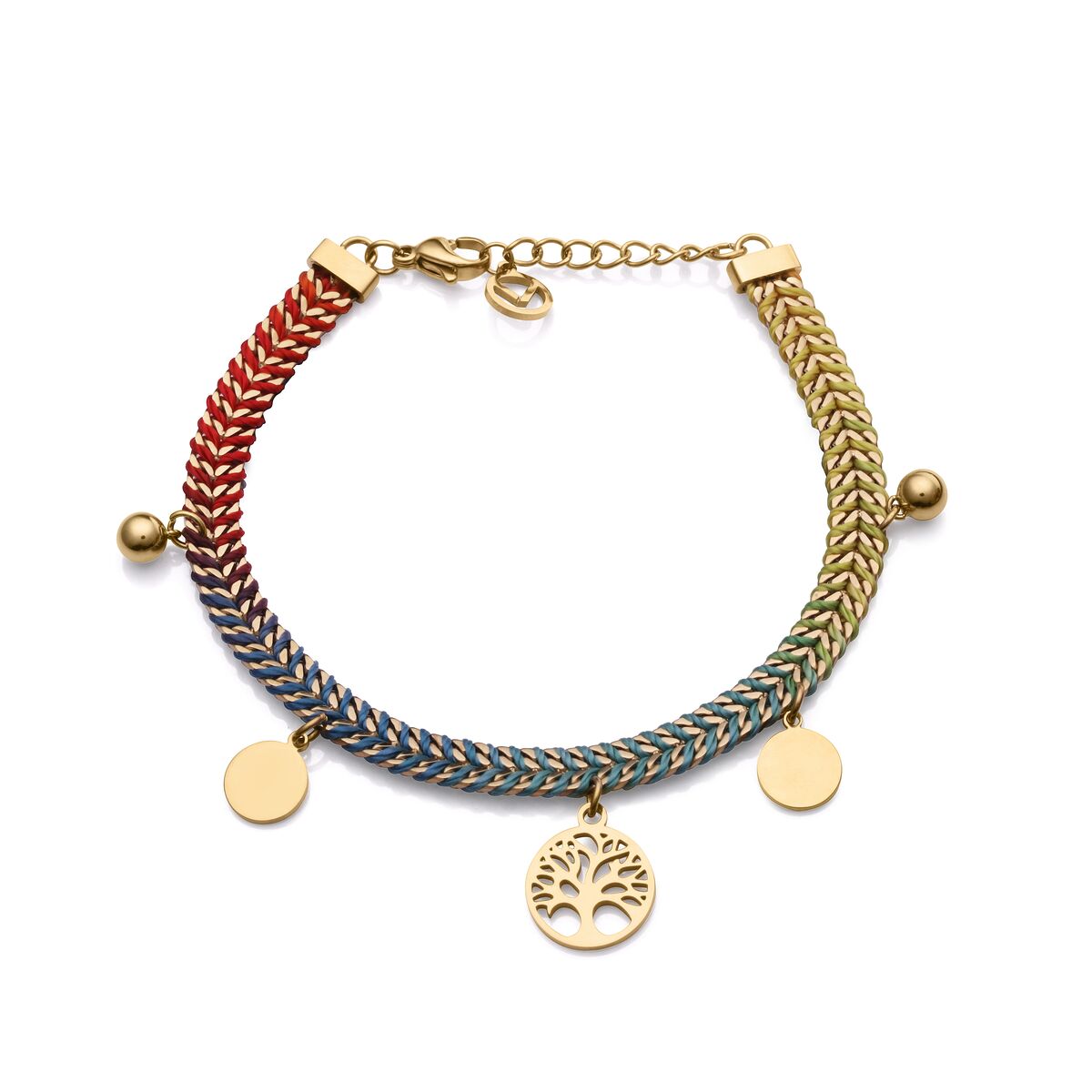 Viceroy damesarmband in luxe kleuren met schakelontwerp en boompje hangertje.