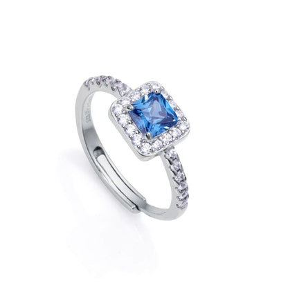 Viceroy ring voor dames van sterling zilver 925 met een blauwe steen en sprankelende details.