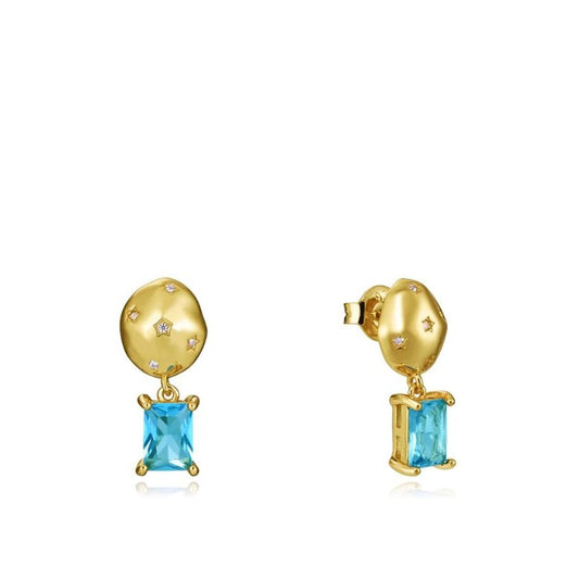 Viceroy oorbellen voor dames in sterling zilver met een blauwe steen en luxe uitstraling.