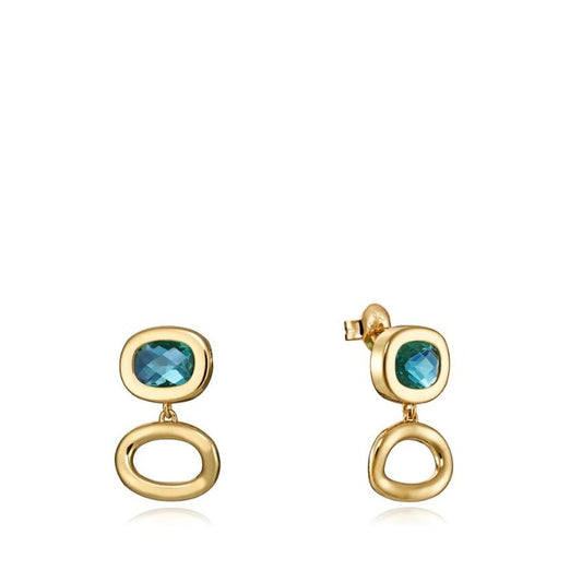 Viceroy oorbellen voor dames in sterling zilver met een elegant ontwerp en blauwe edelsteen.