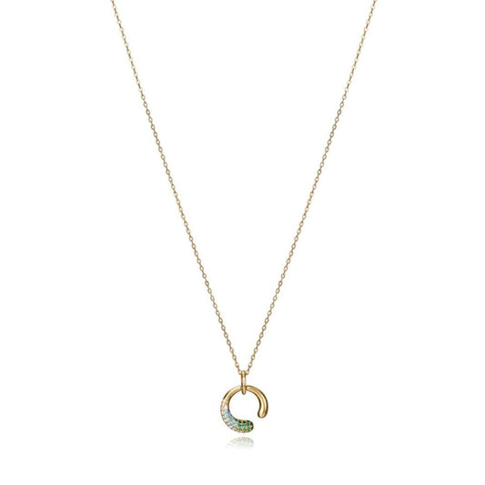 Viceroy damesketting van sterling zilver met elegante hanger en groene stenen.