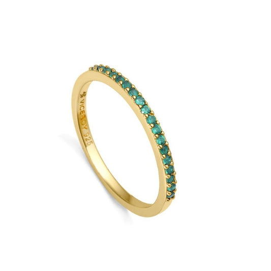 Viceroy ring voor dames van sterling zilver met groene stenen, elegant ontwerp.