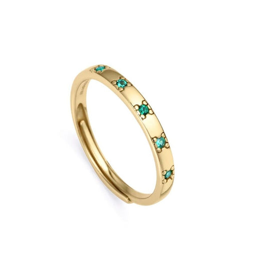 Viceroy ring voor dames in sterling zilver met elegante luxe en groene stenen.