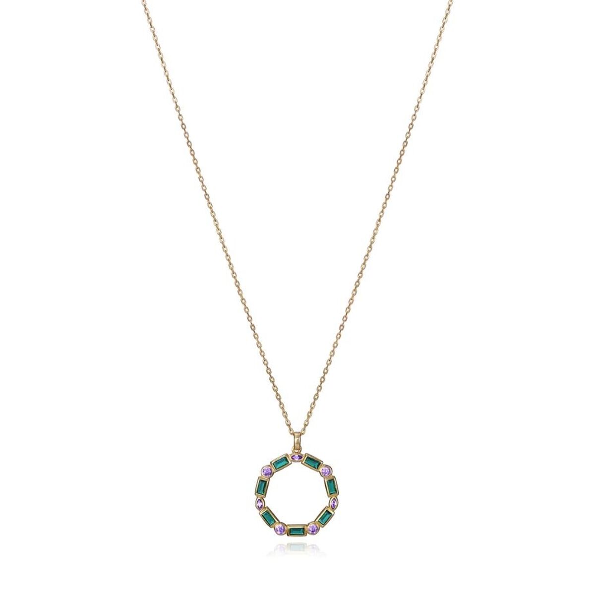 Viceroy dames ketting in sterling zilver met elegante ronde hanger en kleurrijke stenen.