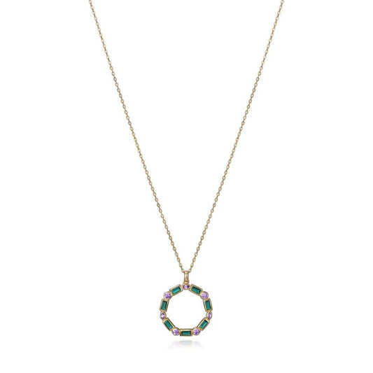 Viceroy dames ketting in sterling zilver met elegante ronde hanger en kleurrijke stenen.