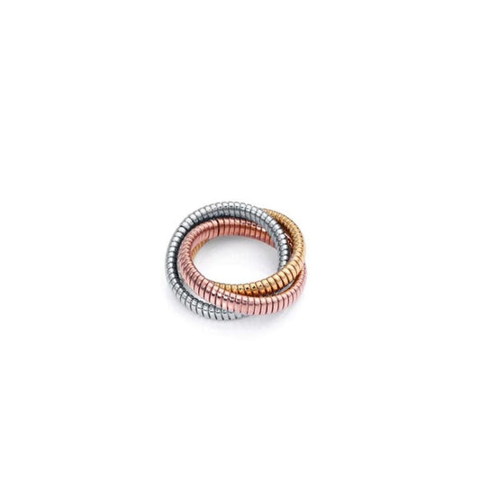 Elegante Viceroy ring voor dames met een unieke, gedraaide vorm in zilver en roségoud.