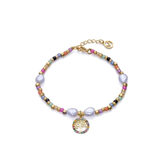 Viceroy dames armband met kleurrijke kralen en een charm van een levensboom.