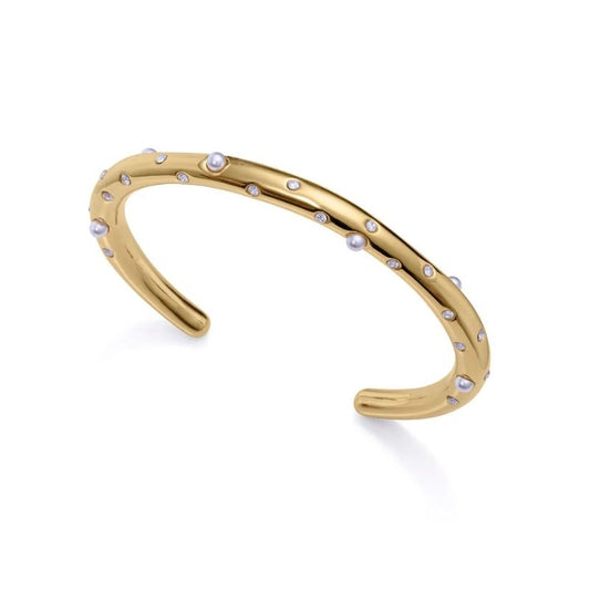 Gouden Viceroy armband voor dames met parel- en steendetails, elegant ontwerp.