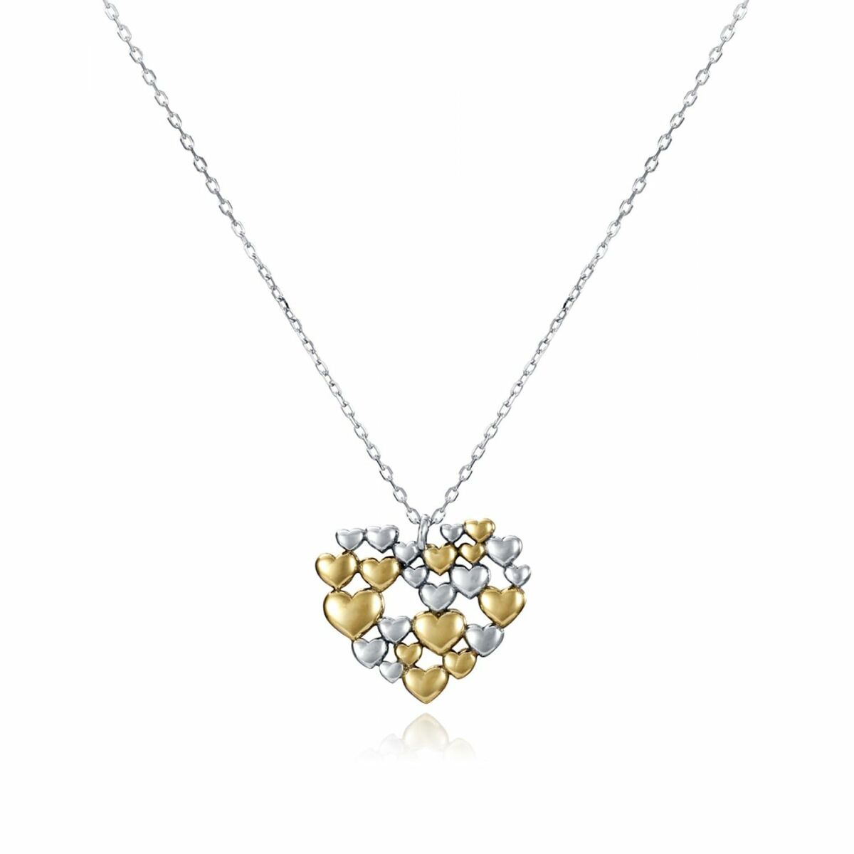 Viceroy dames ketting van sterling zilver met gouden hartjes, elegant en verfijnd.