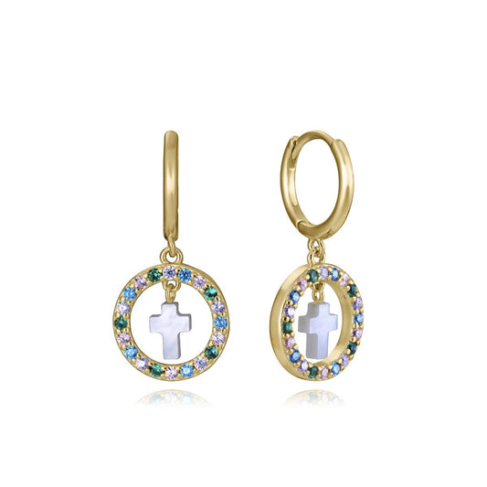 Viceroy oorbellen voor dames in sterling zilver met elegante cirkel en kleurrijke stenen.
