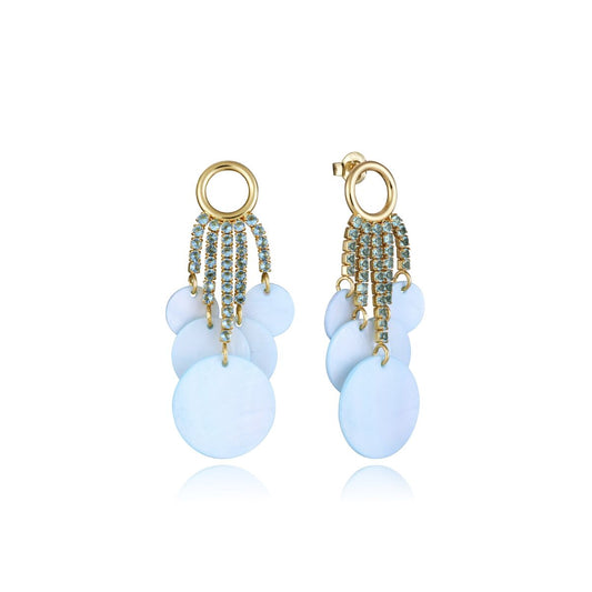 Elegante Viceroy oorbellen voor dames van sterling zilver met blauwe mineraalkristallen.