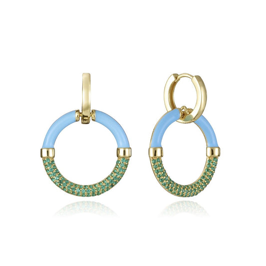 Viceroy oorbellen voor dames in gouden kleur met blauwe en groene details.
