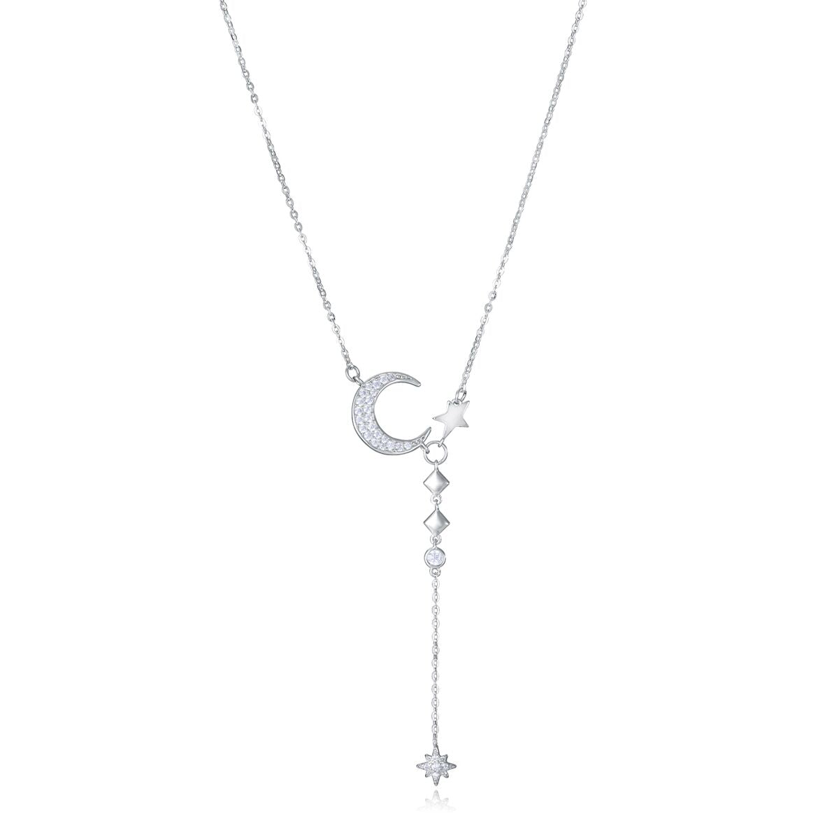 Zilverkleurige Viceroy ketting voor dames met een elegante maan- en sterontwerp.