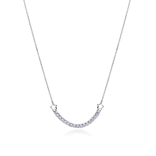 Viceroy dames ketting van sterling zilver met elegante, gebogen lijn van sprankelende stenen.