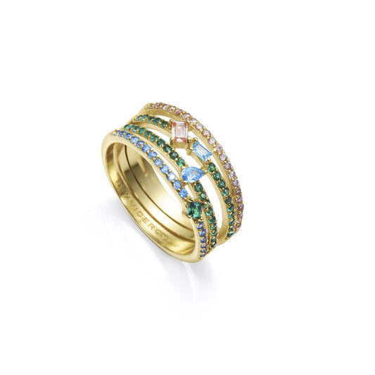 Viceroy ring voor dames in sterling zilver met kleurrijke edelstenen en tijdloos ontwerp.