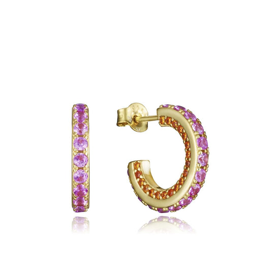 Viceroy oorbellen dames van sterling zilver 925 met gouden afwerking en paarse stenen.