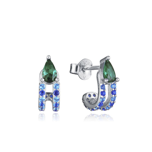 Viceroy oorbellen voor dames van sterling zilver 925 met groene en blauwe stenen.