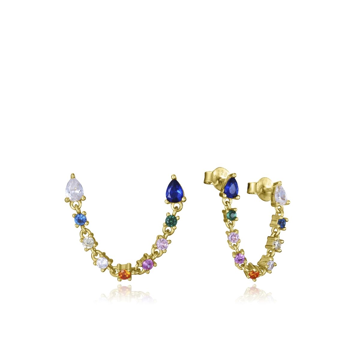 Viceroy oorbellen voor dames met kleurrijke mineraal kristallen in een elegante, golvende vorm.